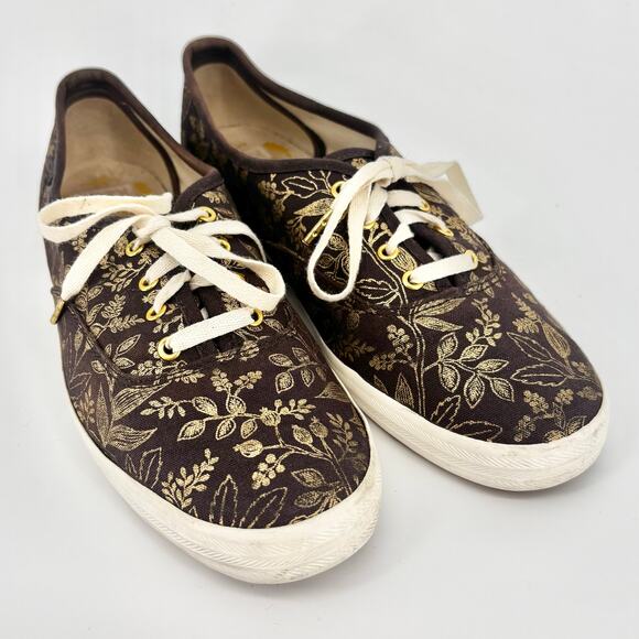 Keds X Rifle Paper Co Metallic Queen Anne Low Top Sneakers Size 7 - Picture 2 of 9